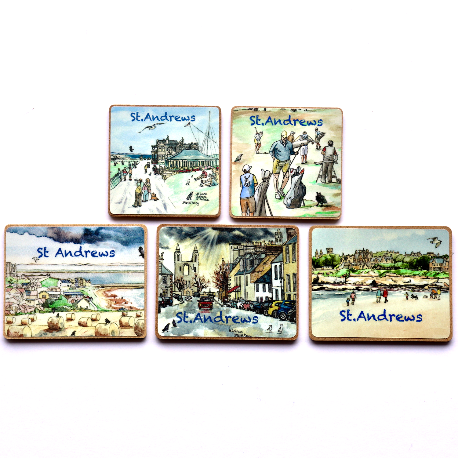 Set of 5 St Andrews' Fridge Magnets