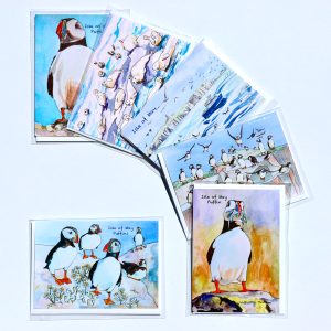 Set of 6 Isle of May Puffins and Seals cards with Envelopes