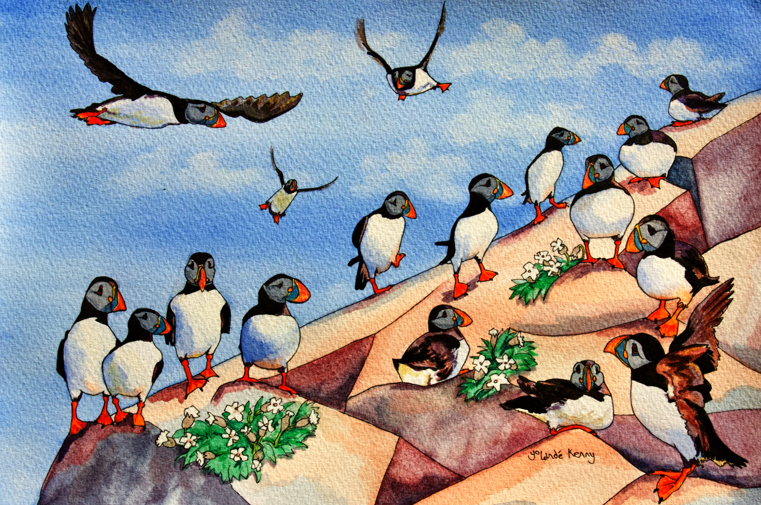 Signed Limited Edition Print 'Puffins Galore'